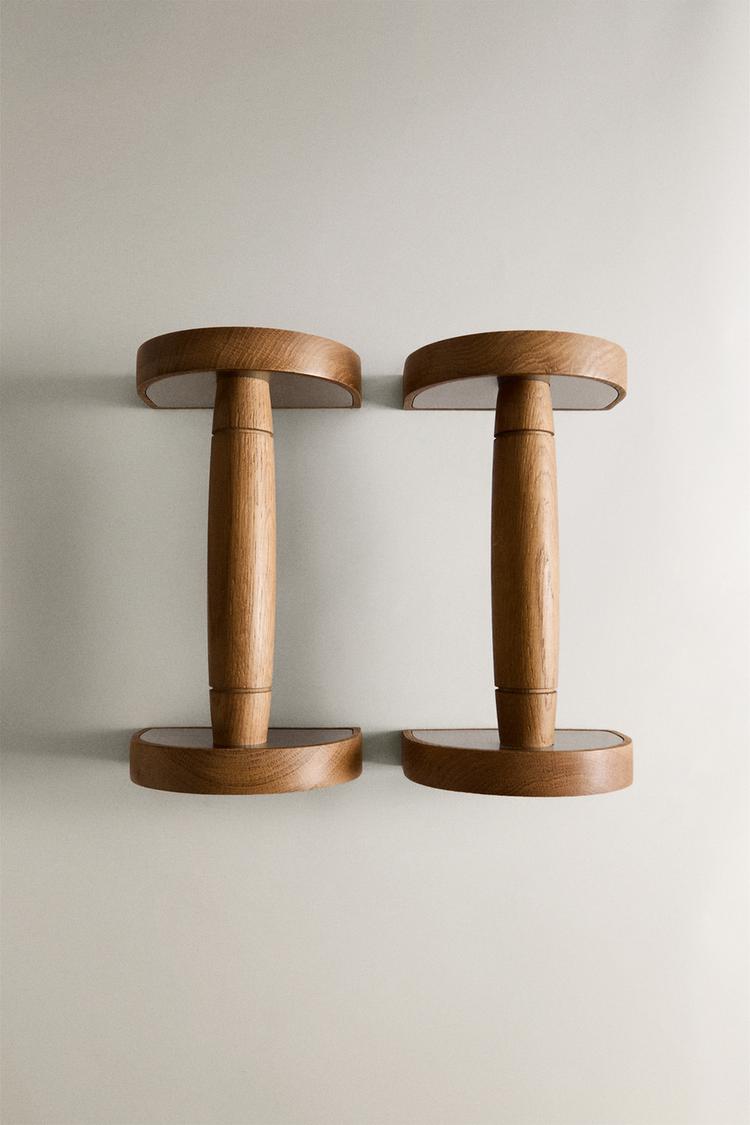 OAK WOOD PUSH-UP POT HOLDERS (PACK OF 2) - Zara product image