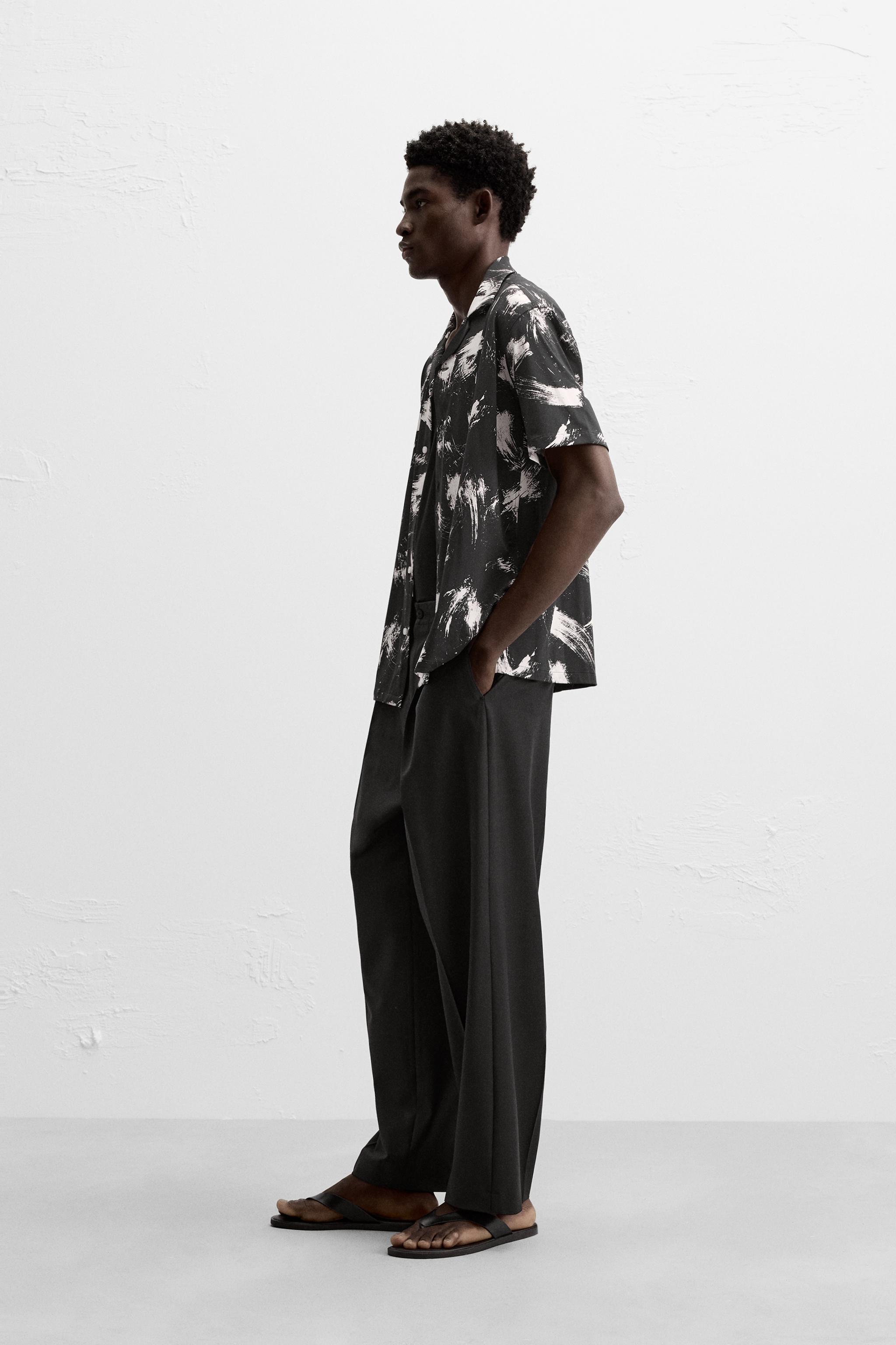 ABSTRACT PRINT STRETCH SHIRT