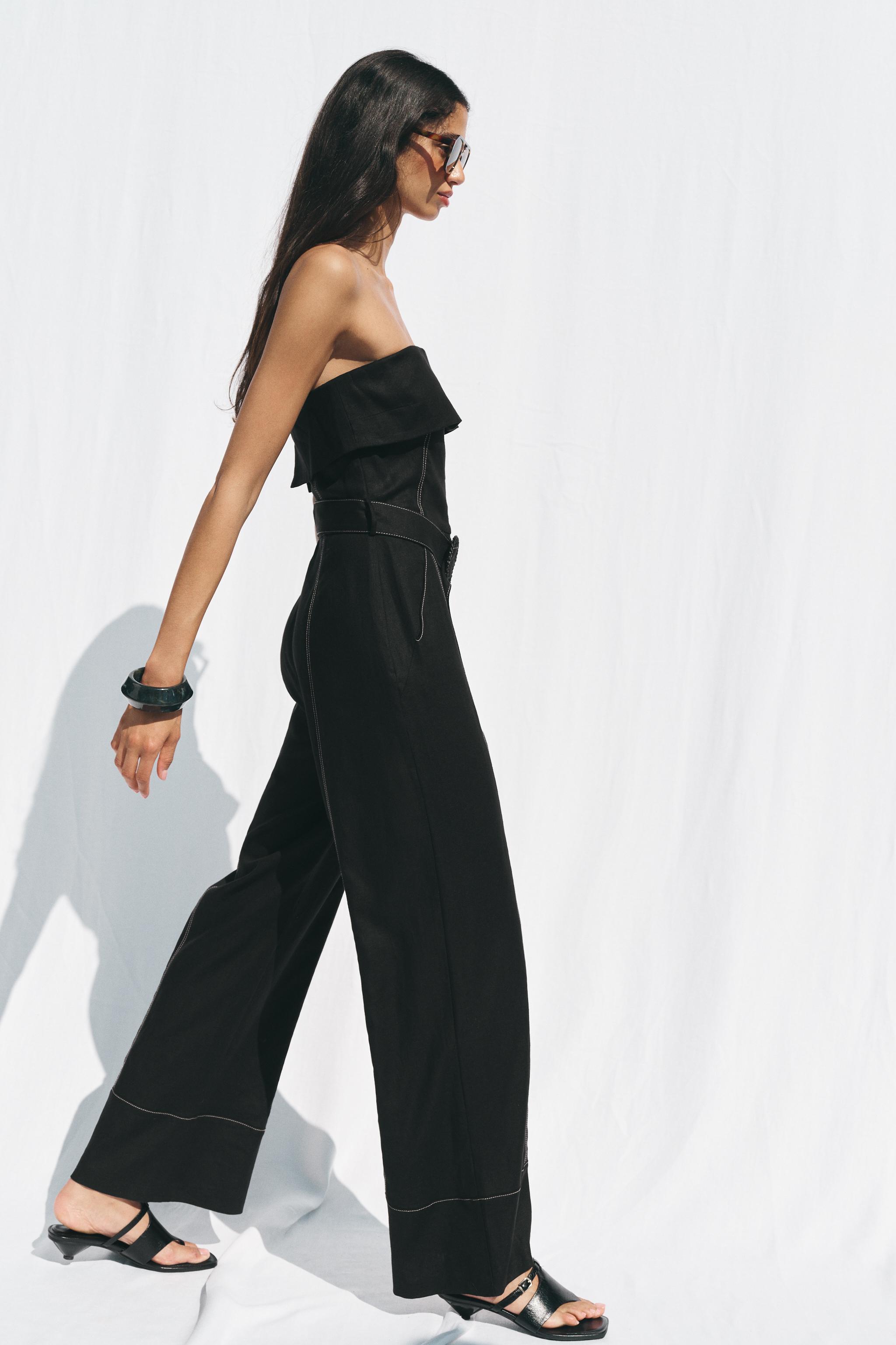 LINEN STRAPLESS JUMPSUIT