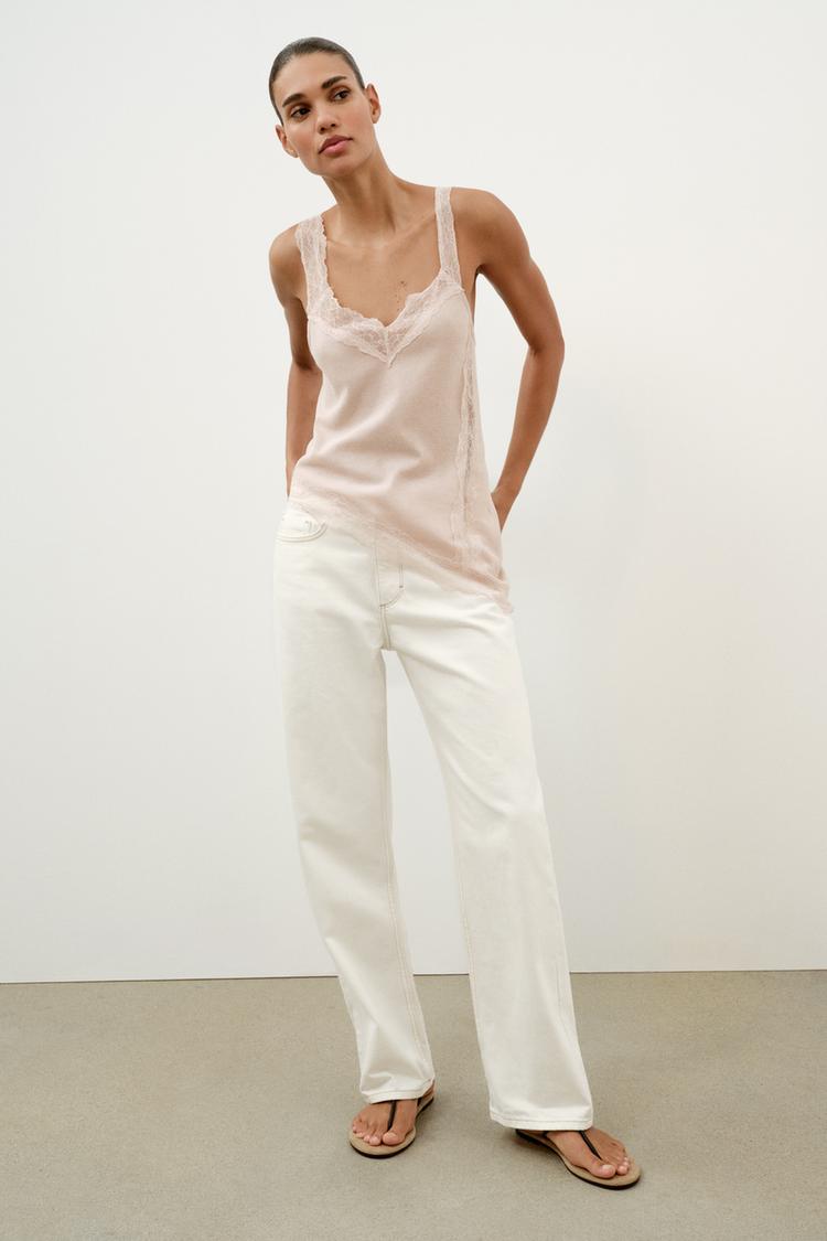 RUSTIC ASYMMETRIC LACE TOP - Zara product image