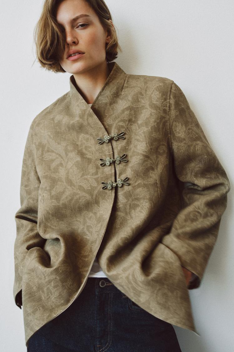 ZW COLLECTION JACQUARD FIREMAN CLASP BLAZER - Zara product image