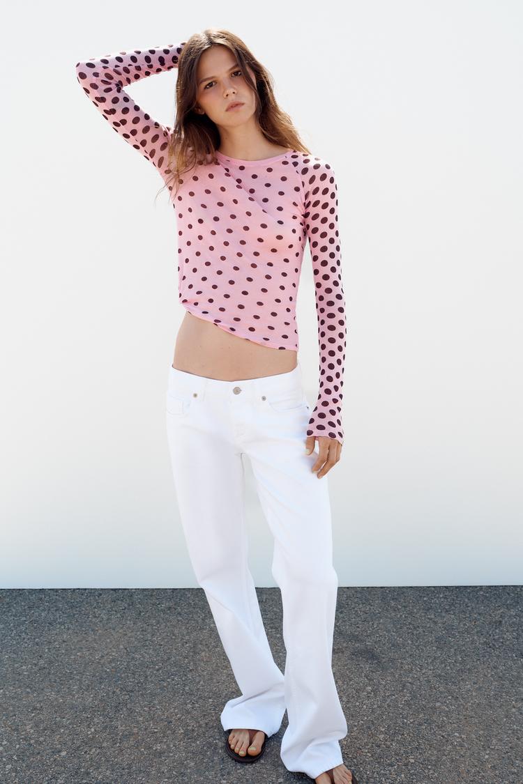 SUPIMA® LONG SLEEVE POLKA DOT T-SHIRT - Zara product image
