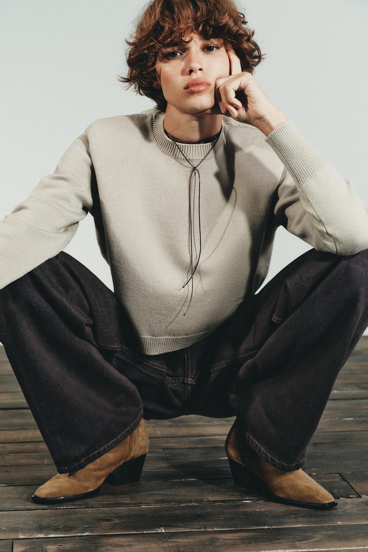 SPLIT LEATHER HEELED ANKLE BOOTS - Zara product image