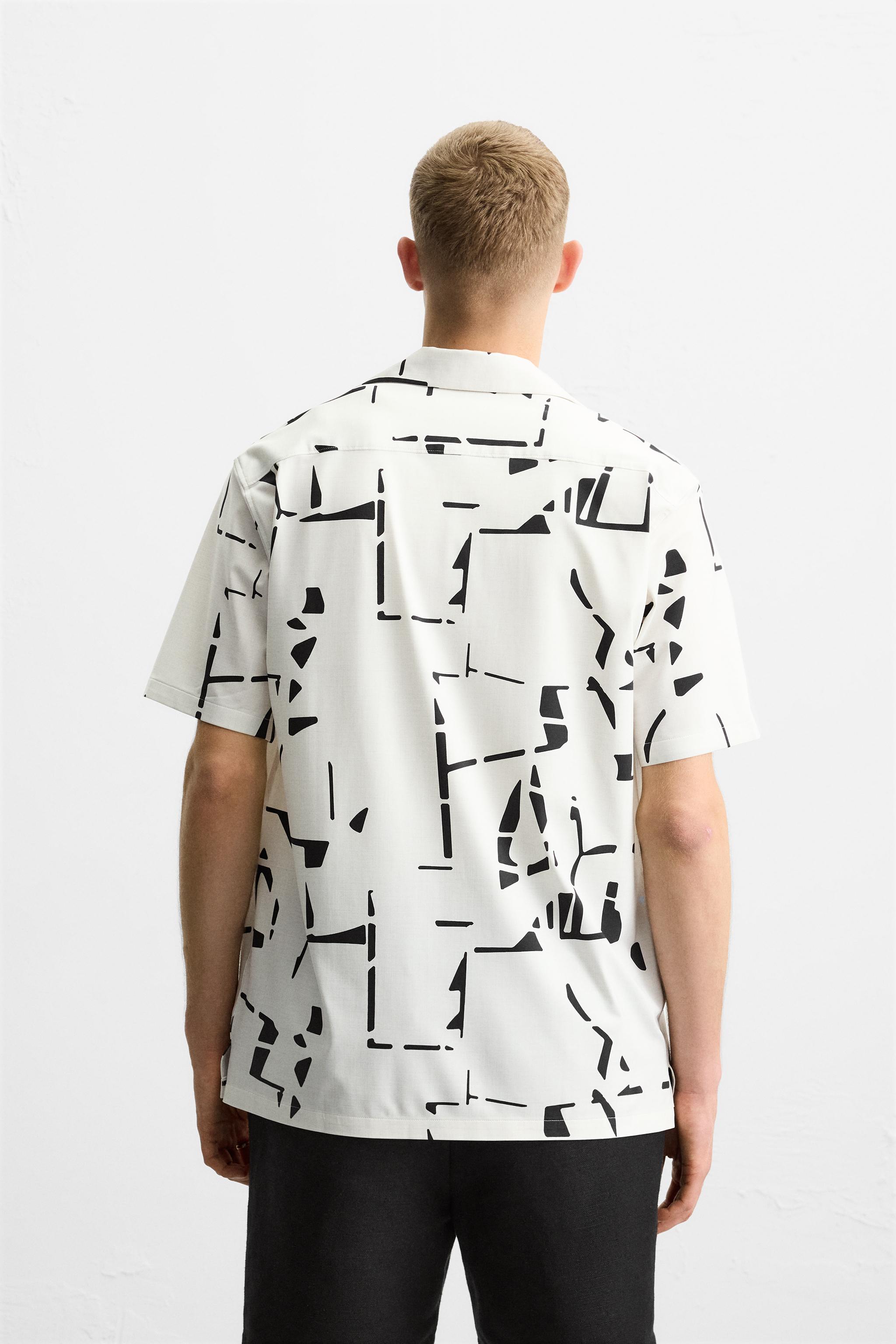 ABSTRACT PRINT STRETCH SHIRT