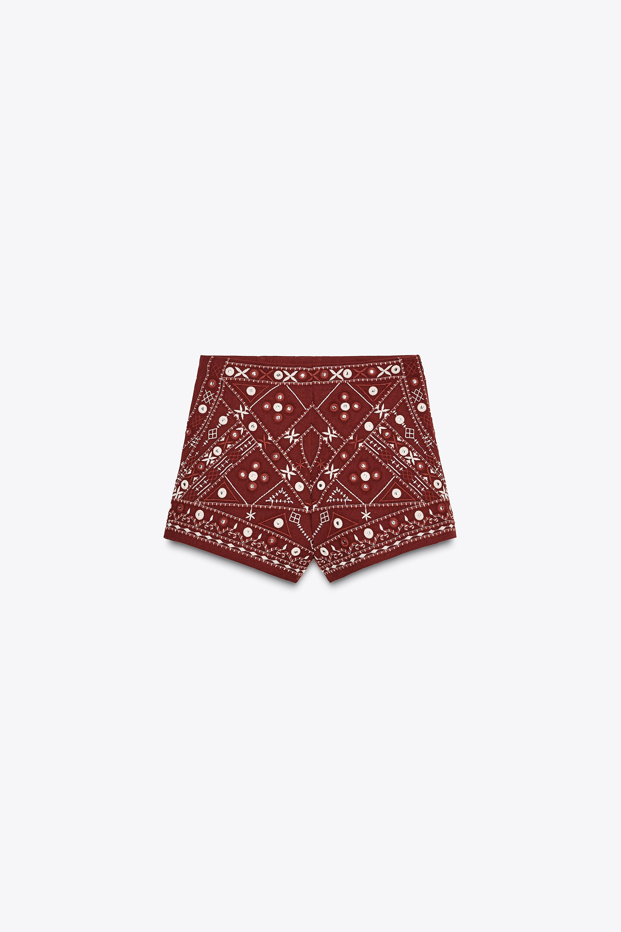 EMBROIDERED MIRROR SHORTS