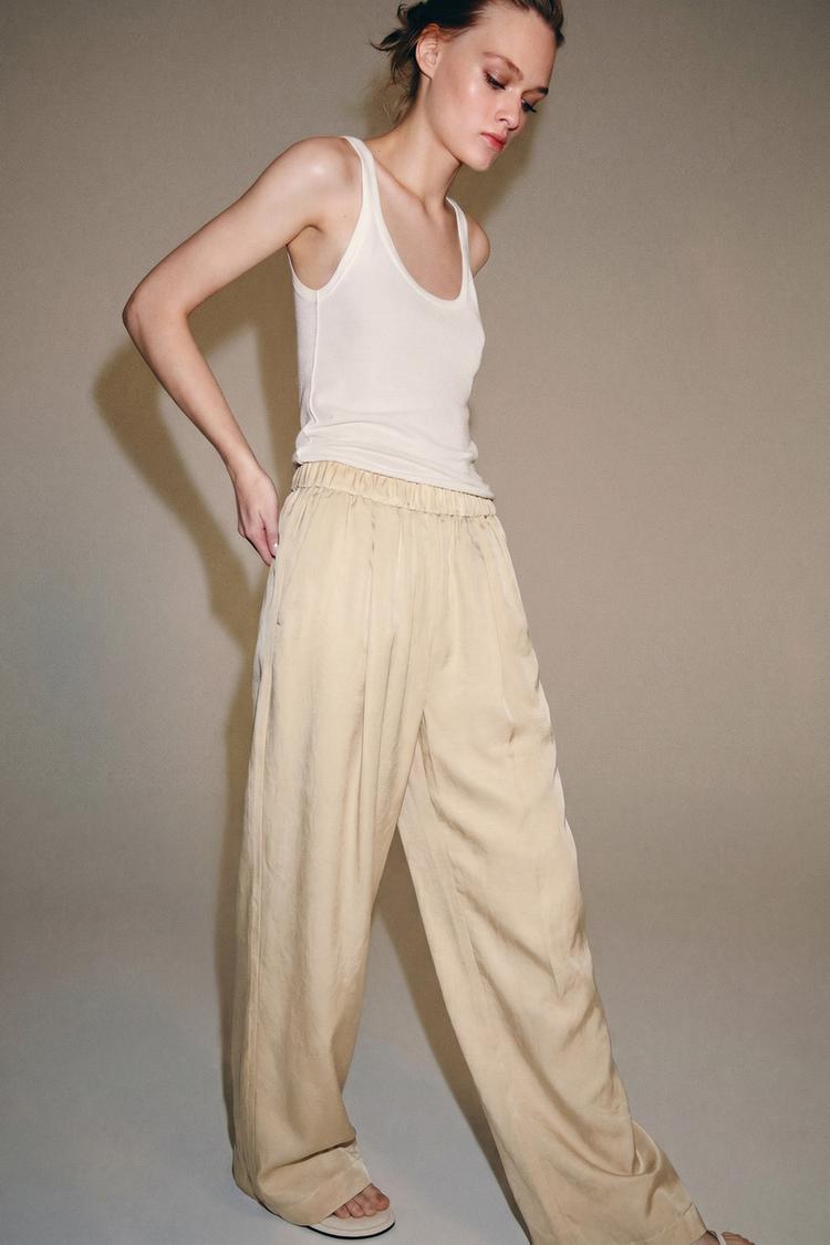 ZW COLLECTION SATIN EFFECT BARREL PANTS - Zara product image
