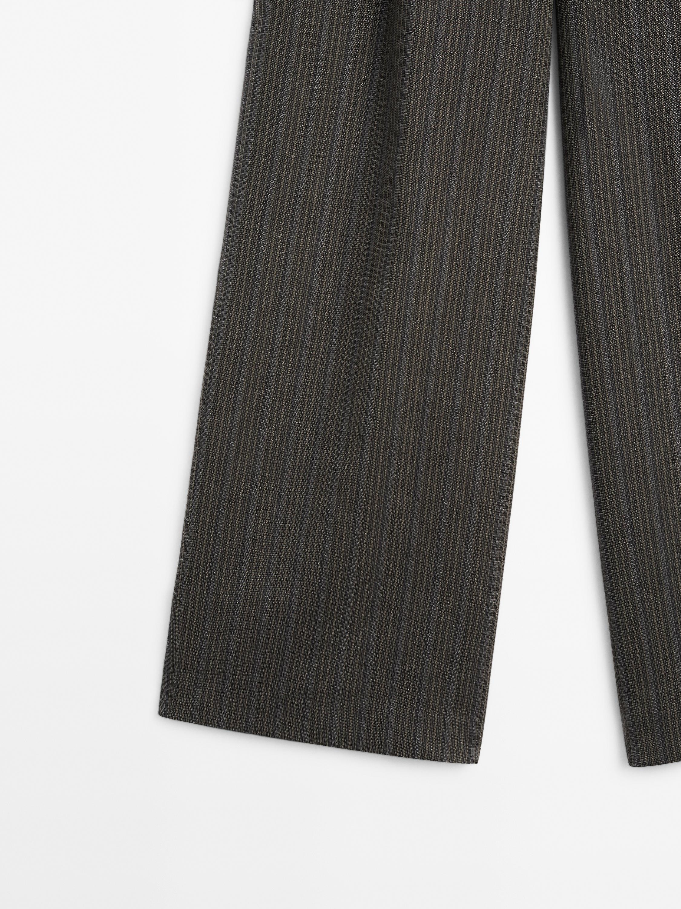 Pantalon multi-rayures avec ceinture