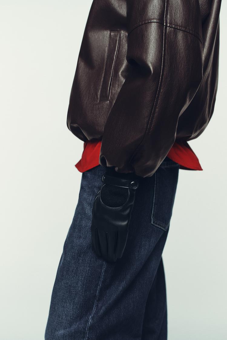 FAUX LEATHER KNIT GLOVES - Zara product image