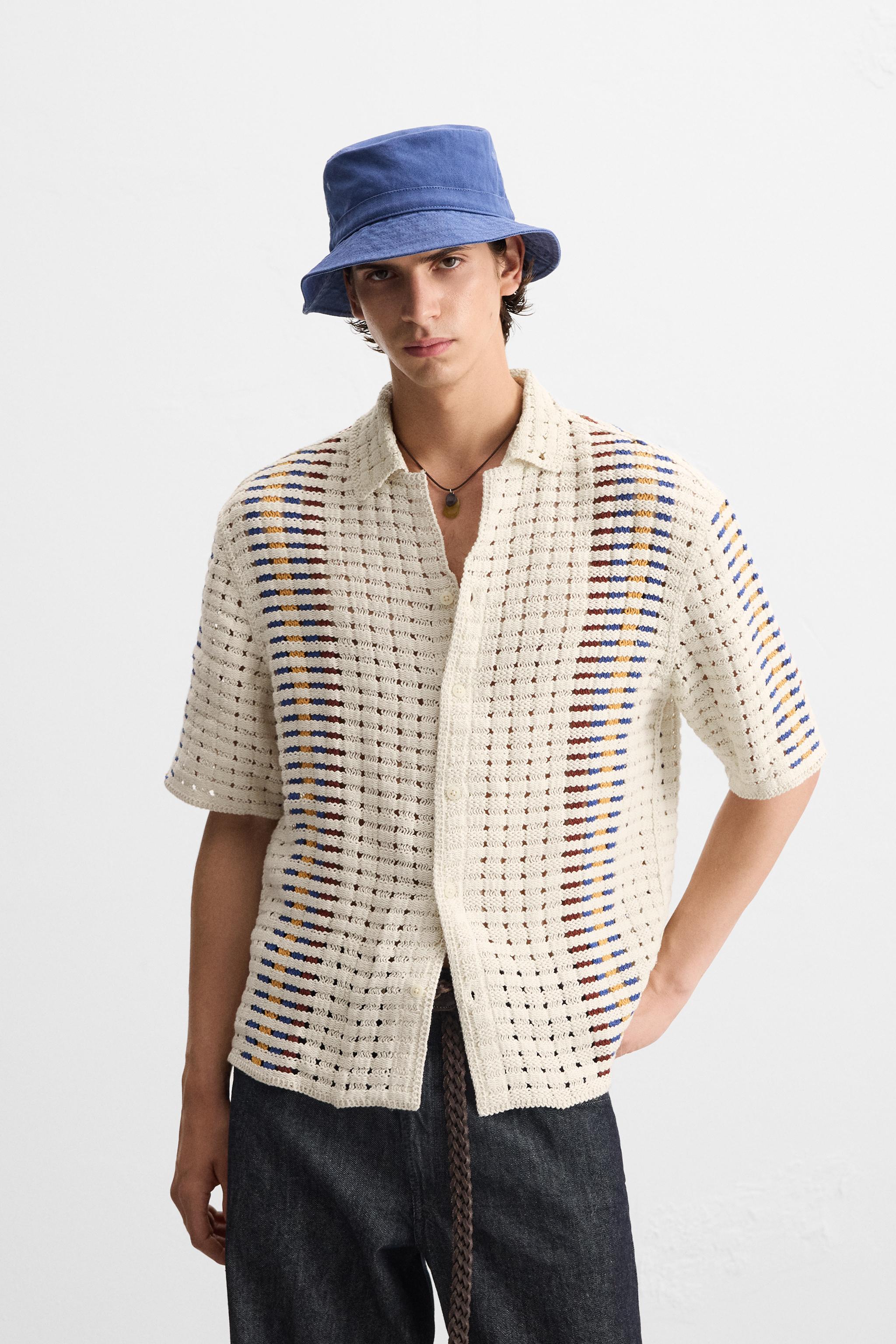 STRIPED CROCHET SHIRT