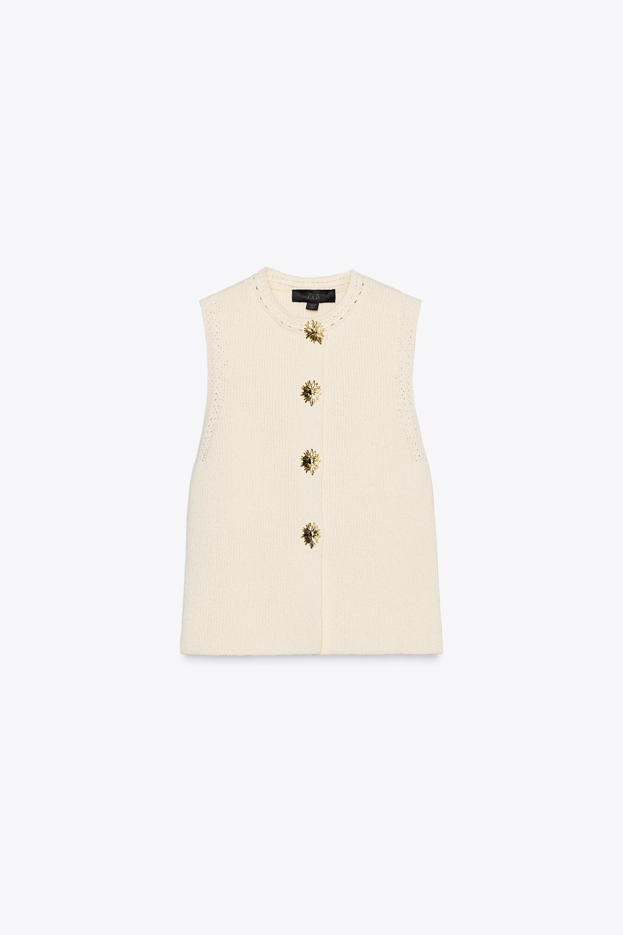 TOP EN MAILLE BOUTONS DORÉS