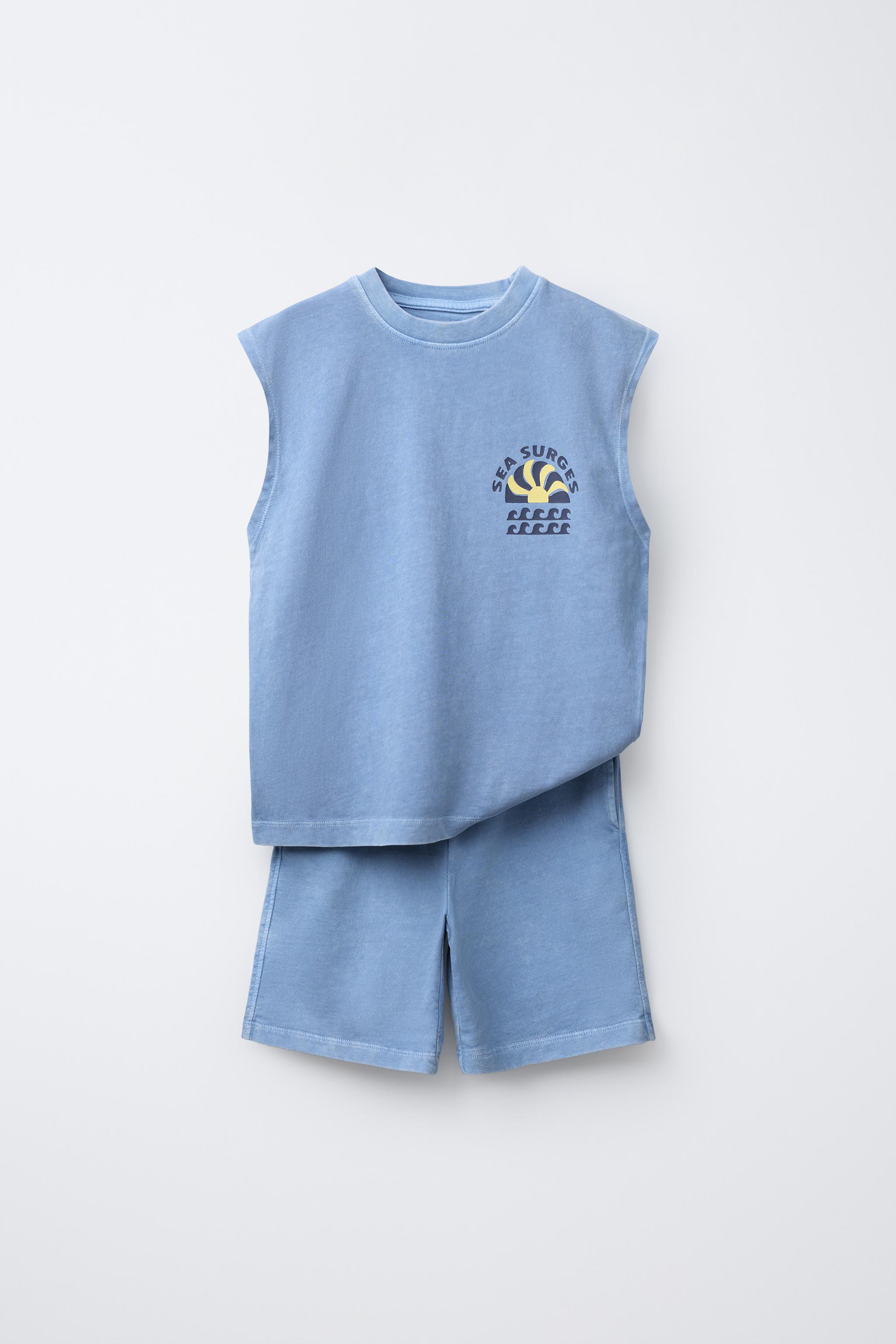ENSEMBLE TEINT EN PIÈCE T-SHIRT SANS MANCHES ET BERMUDA