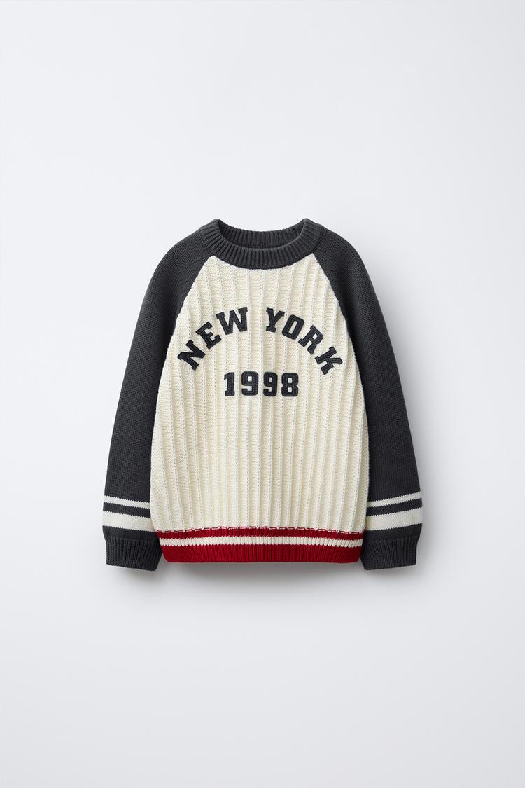 TEXTURED KNIT TEXT JUMPER - Zara product image