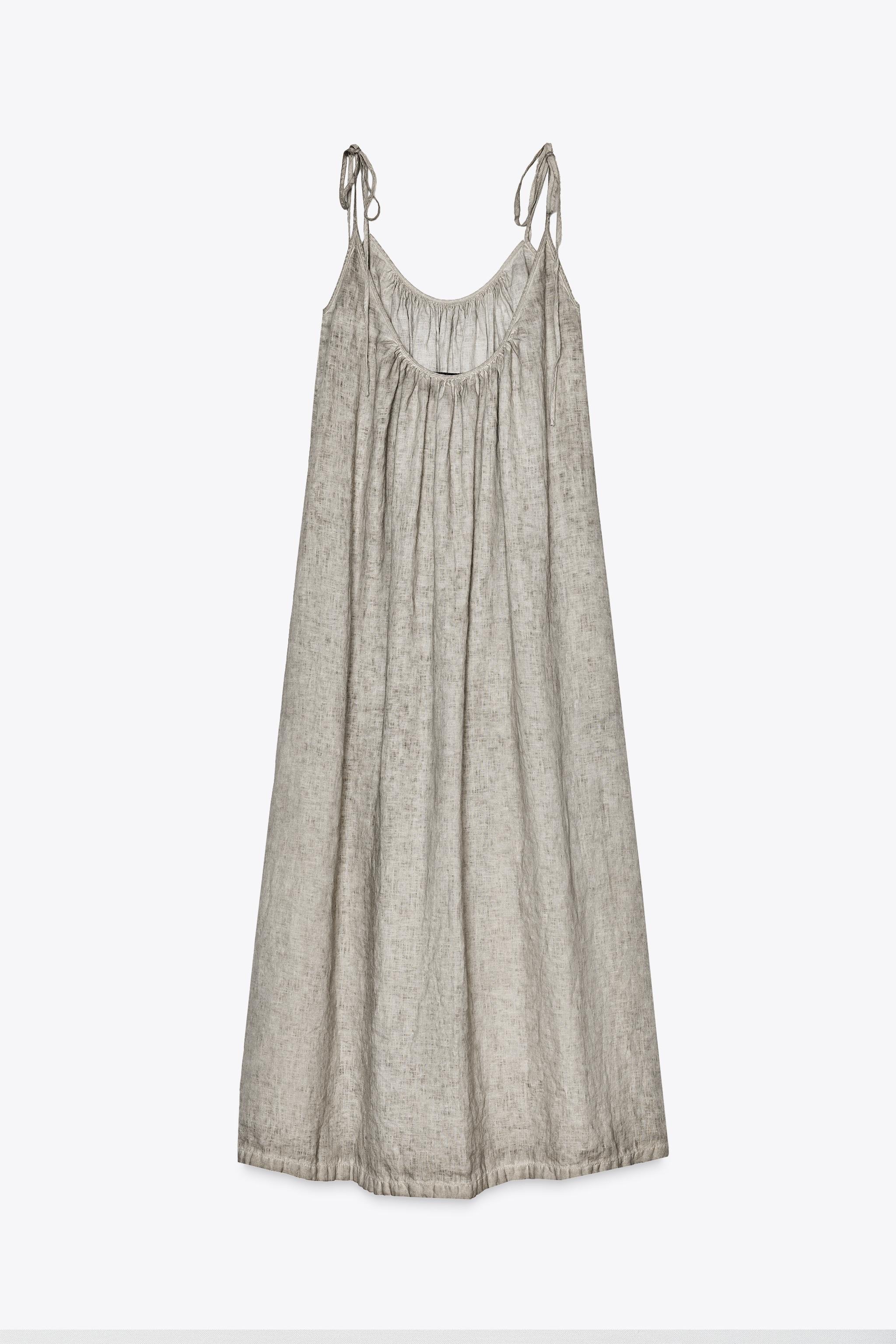 100% LINEN STRAPPY DRESS ZW COLLECTION