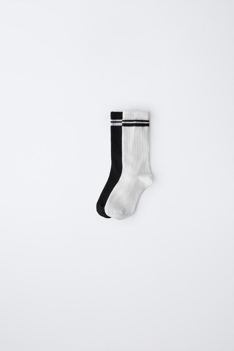 TWO-PACK OF MID-CALF STRIPED SPORTS SOCKS - Zara product image