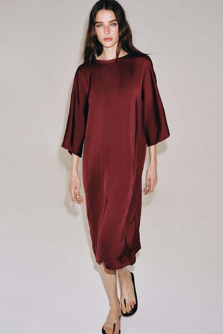 ZW COLLECTION SATIN EFFECT MIDI DRESS - Zara product image