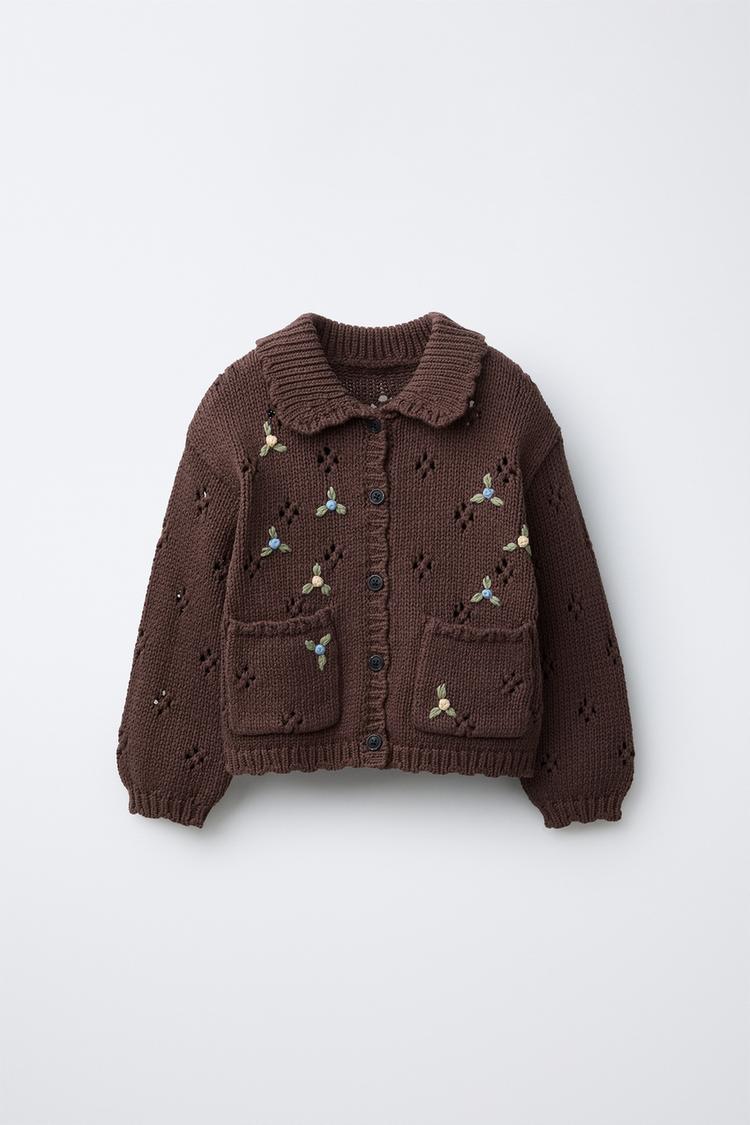EMBROIDERED KNIT CARDIGAN - Zara product image