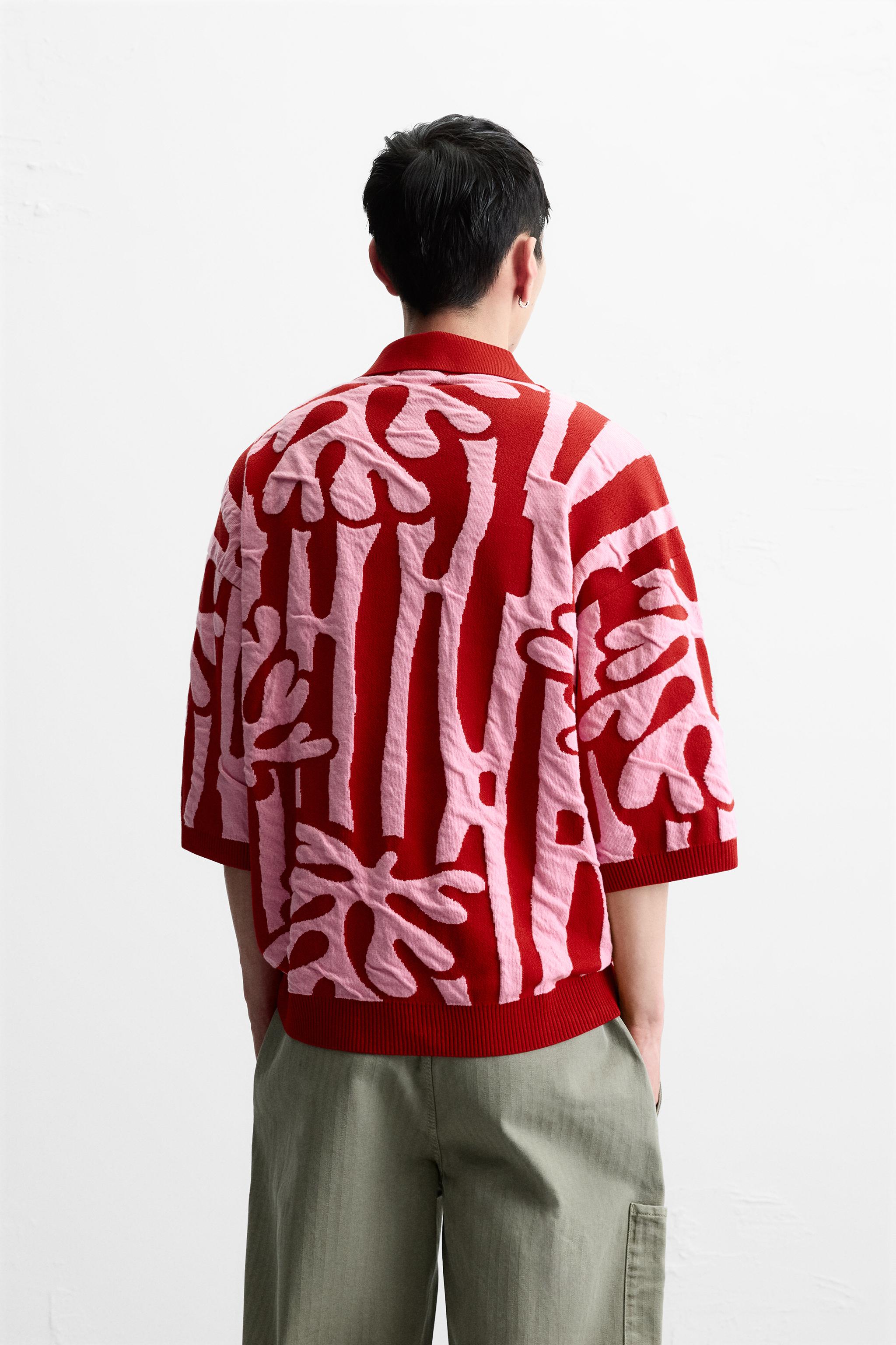 CONTRAST JACQUARD KNIT SHIRT