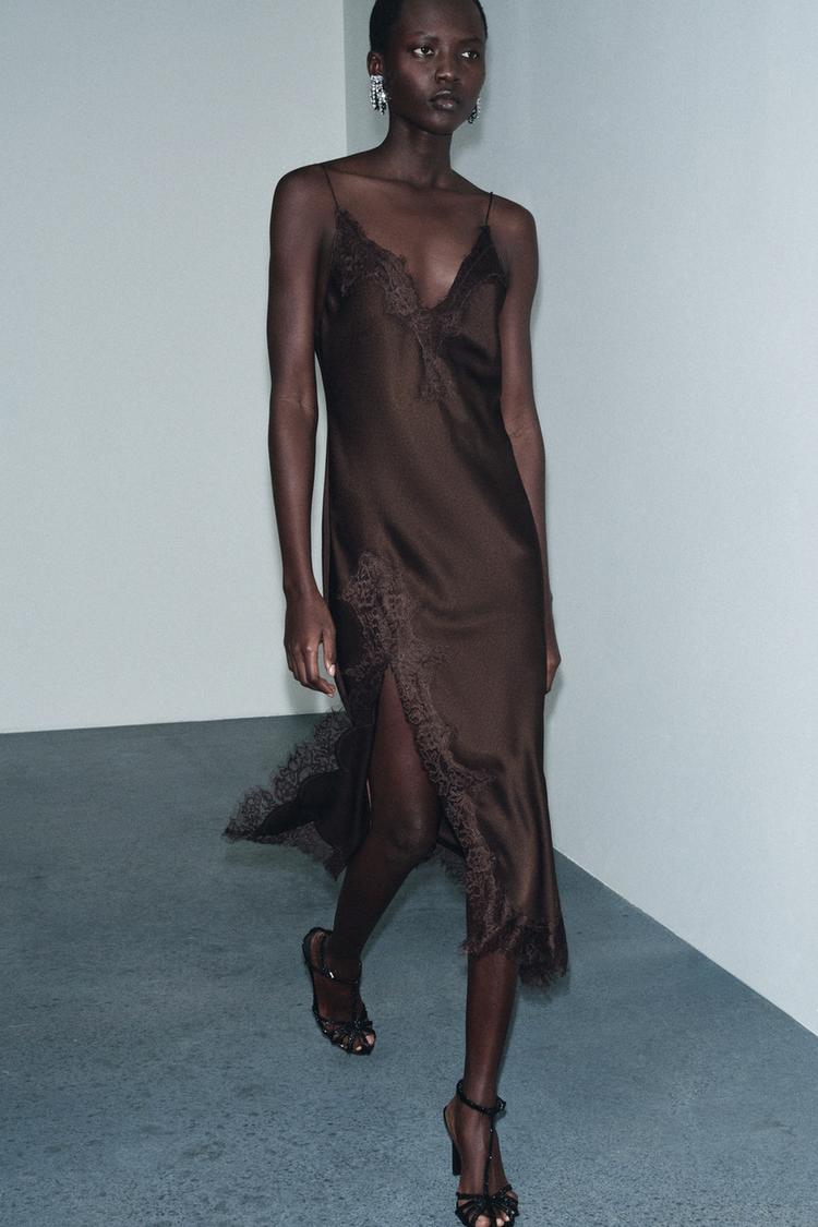 ZW COLLECTION SATIN LACE DRESS - Zara product image