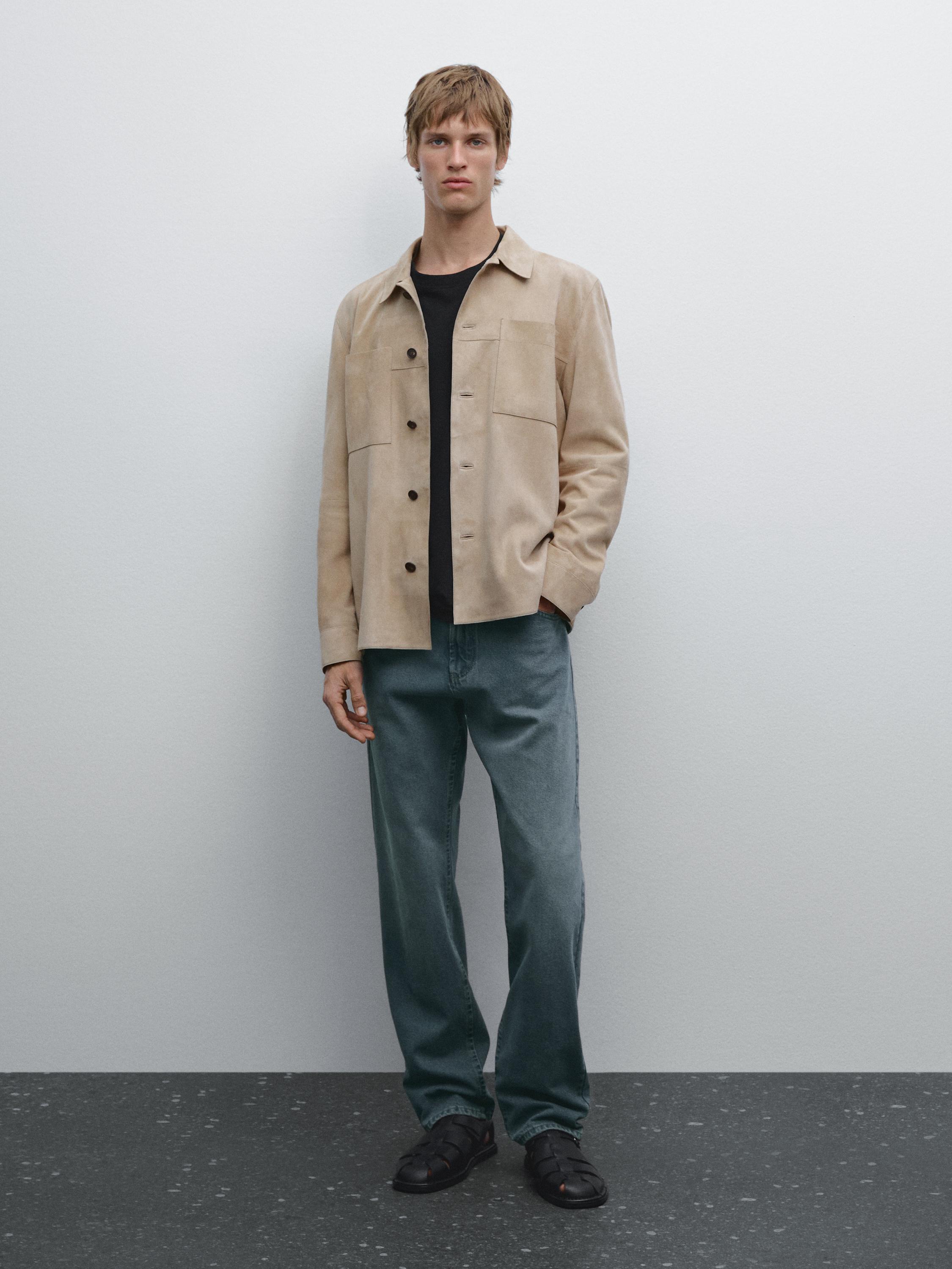 Surchemise en cuir et daim