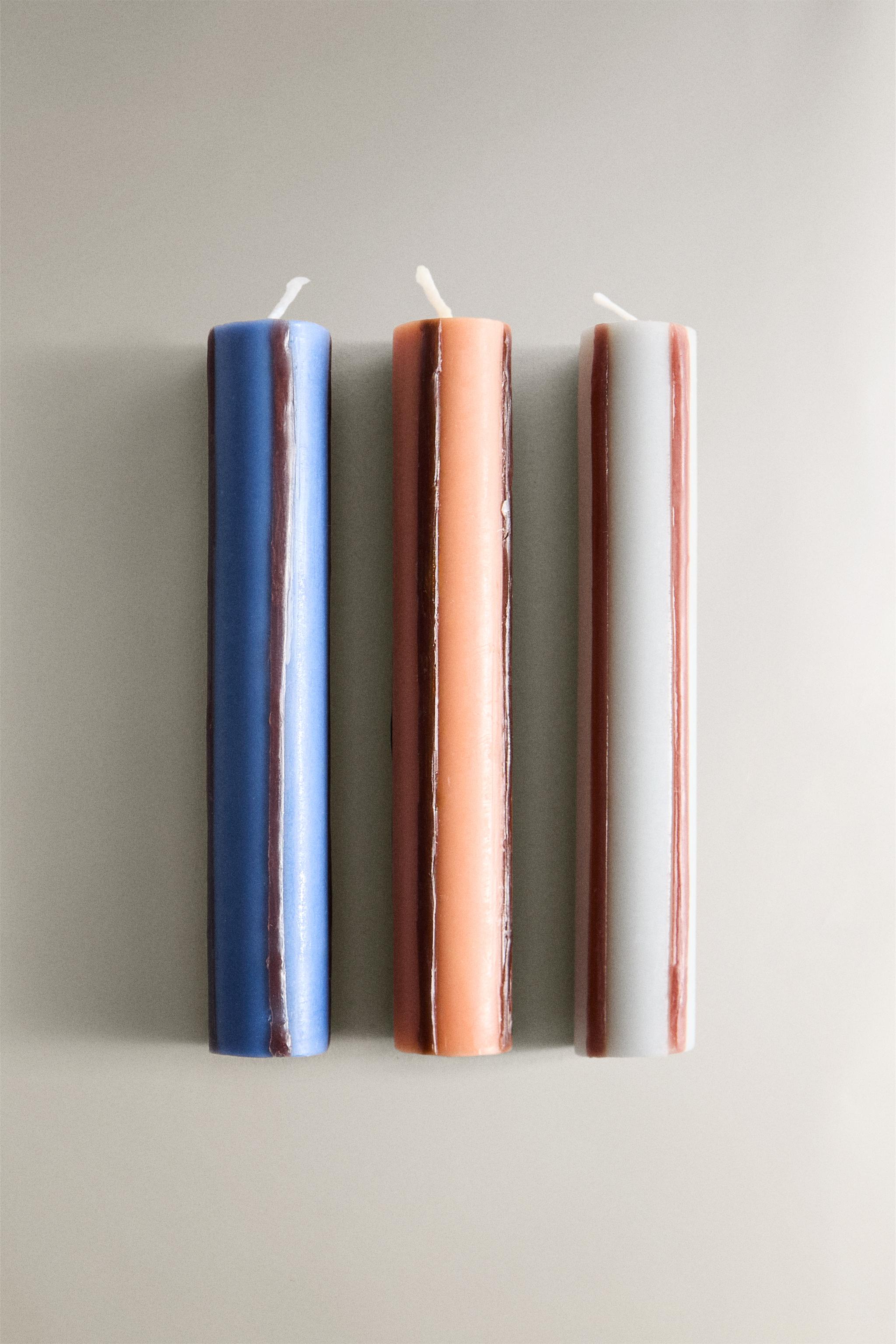 LOT BOUGIES ALLONGÉES RAYURES (LOT DE 3)