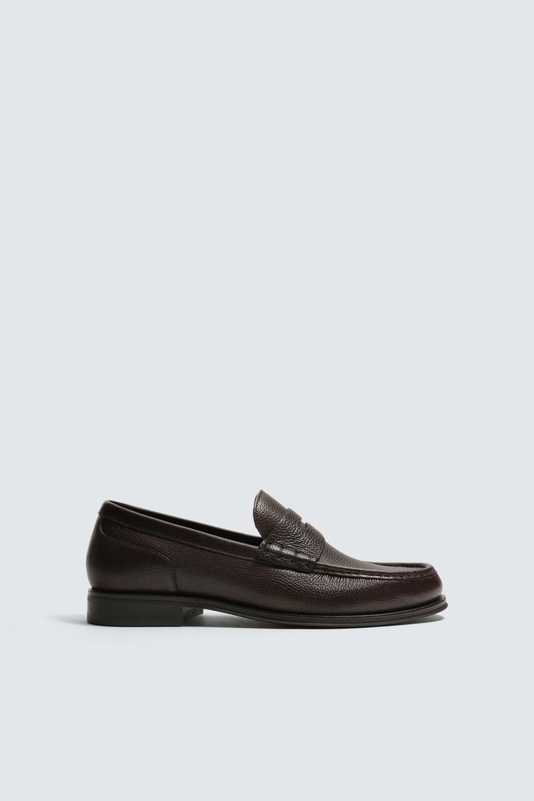 LEATHER PENNY LOAFERS - Zara product image