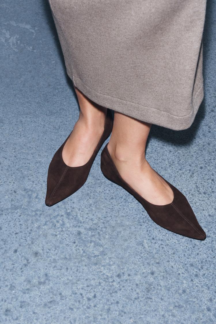 SUEDE POINTED BALLET FLATS - Zara product image