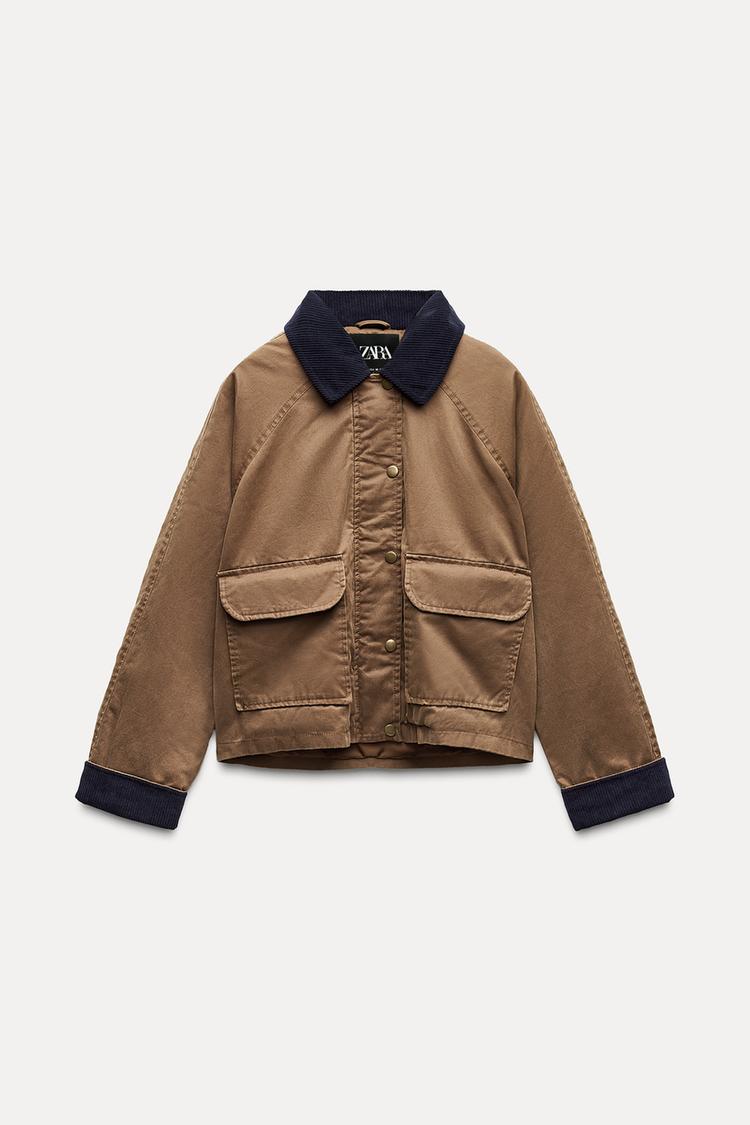 CONTRAST COLLAR WAXED JACKET