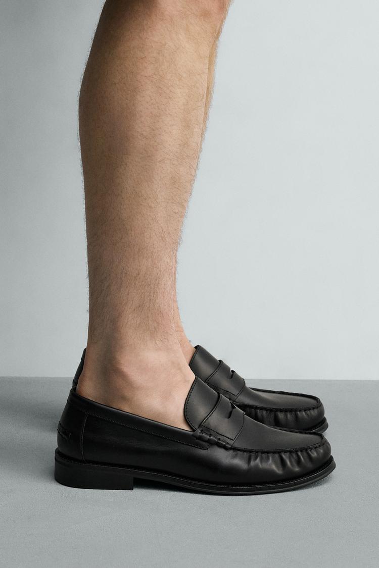 LEATHER PENNY LOAFERS - Zara product image