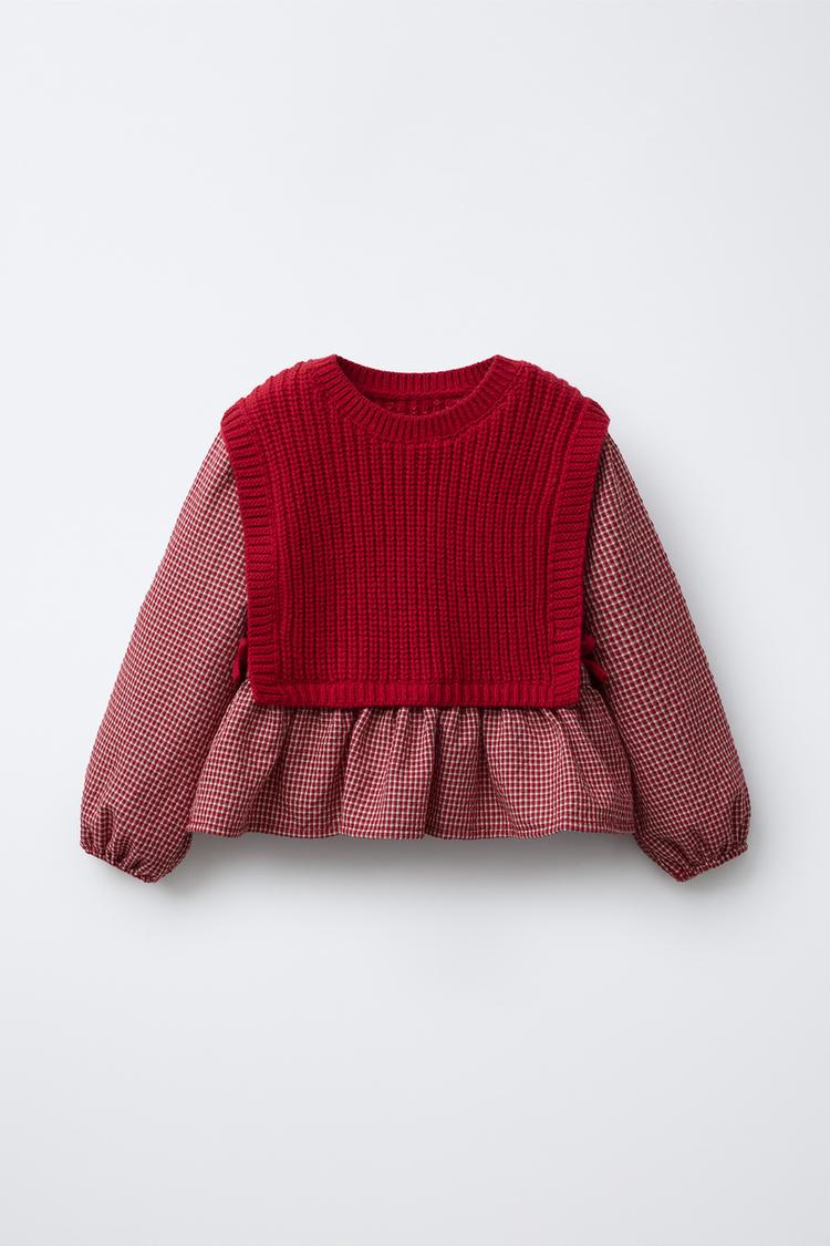 EMBROIDERED SHIRT COMBINATION KNIT VEST - Zara product image