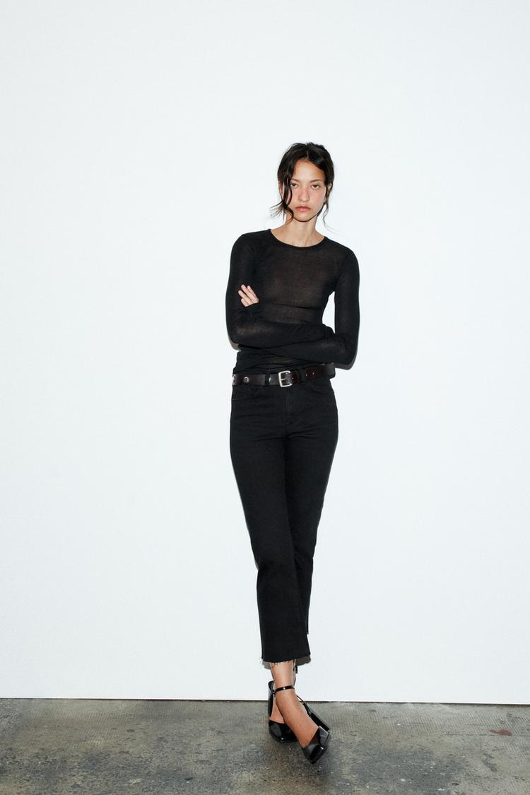 TRF HIGH-WAISTED CROPPED FLARE JEANS - Zara product image