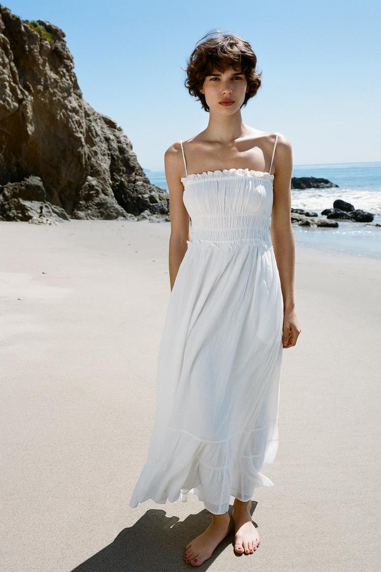 VOLUMINOUS GAUZE MIDI DRESS