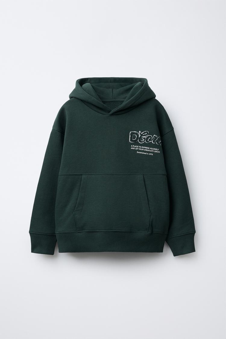 TERRY TEXT HOODED SWEATSHIRT - Zara product image