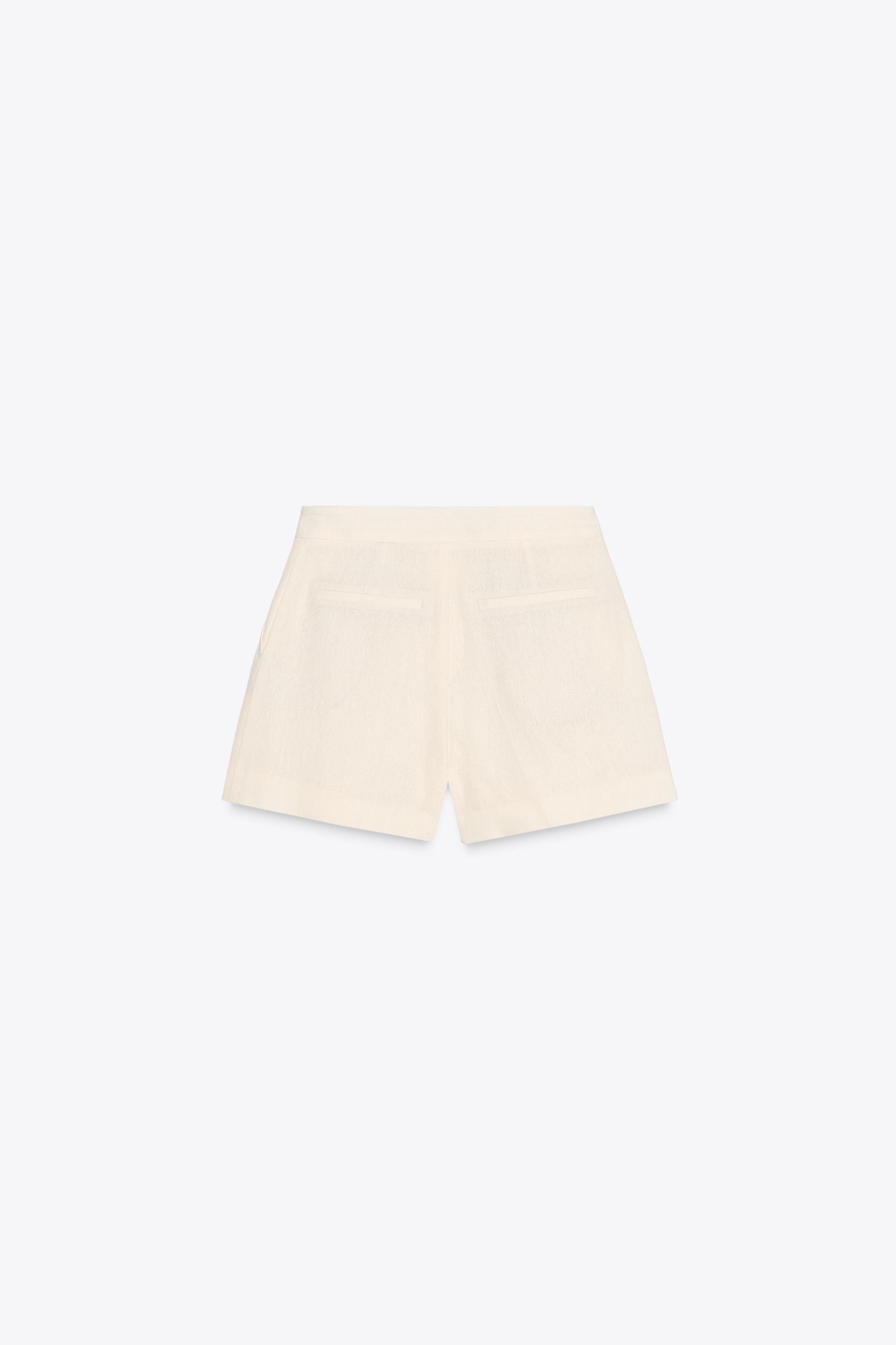 LINEN PLEATED BERMUDA SHORTS