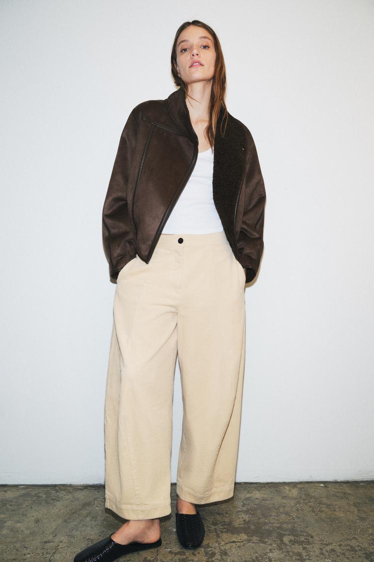 ZW COLLECTION BARREL CORDUROY PANTS - Zara product image