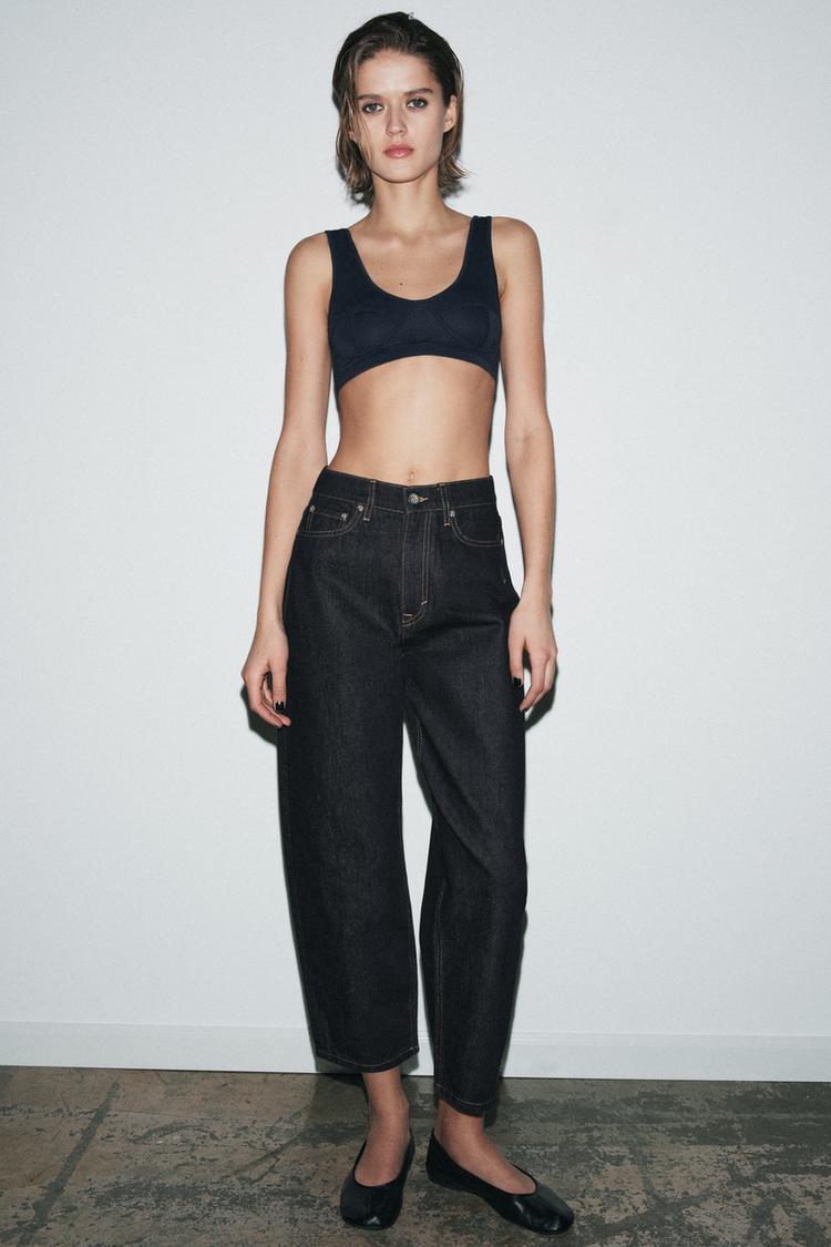 ZW COLLECTION TAPERED MID-RISE JEANS - Zara product image