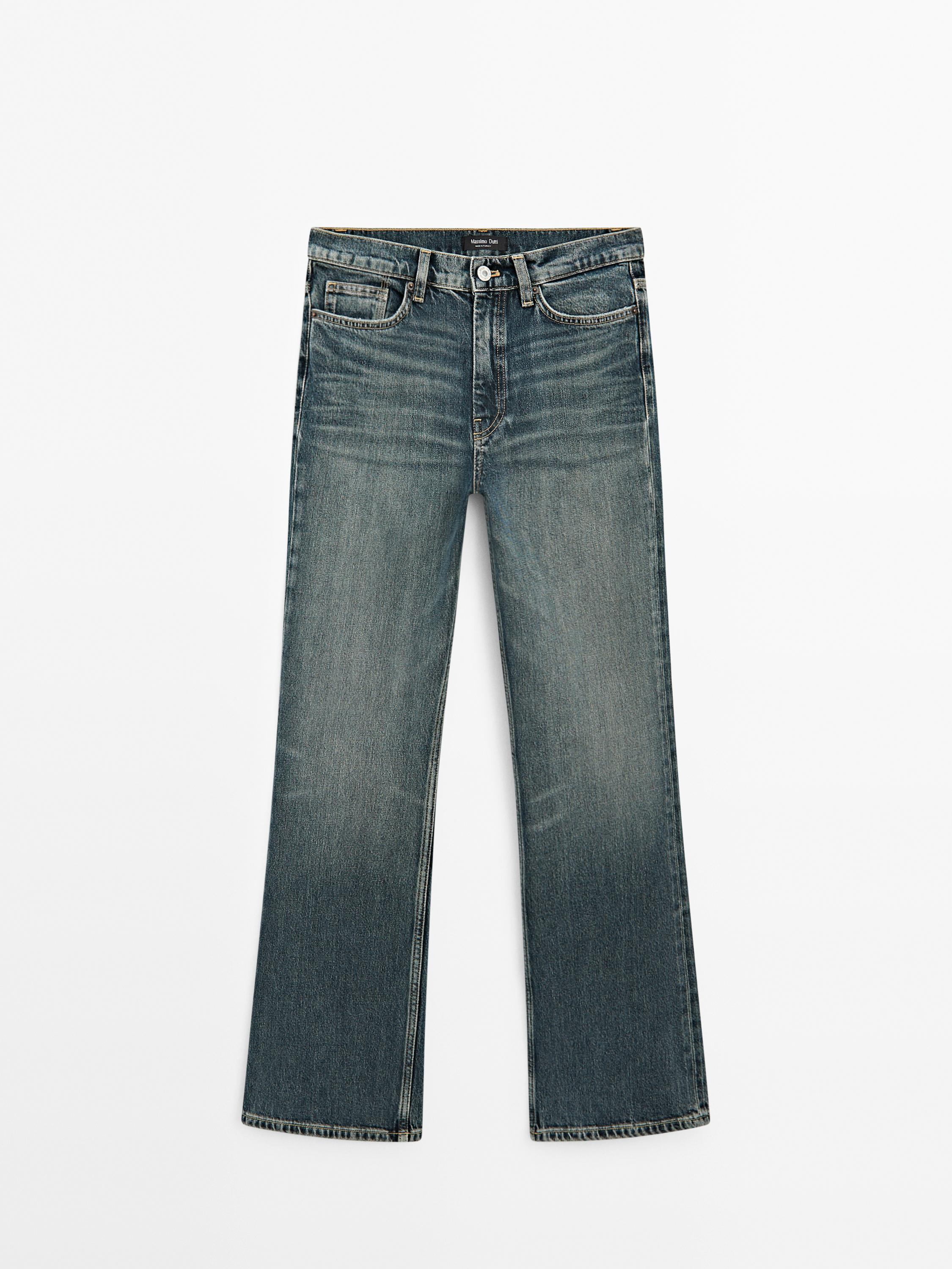 Jean taille haute bootcut en coton mélangé