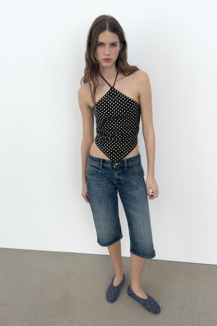 STUDDED HALTER TOP - Zara product image