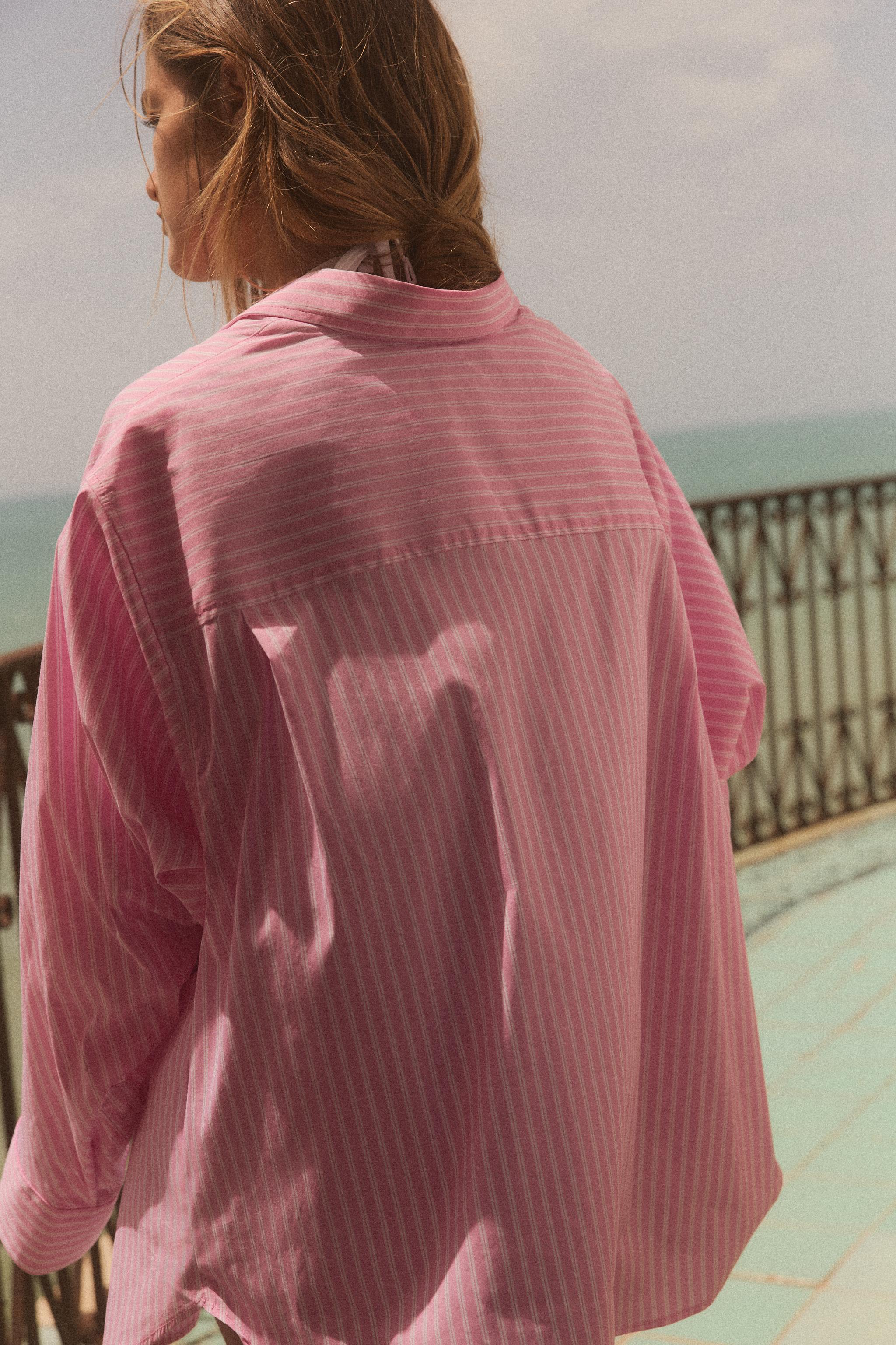 STRIPED OVERSIZED POPLIN SHIRT