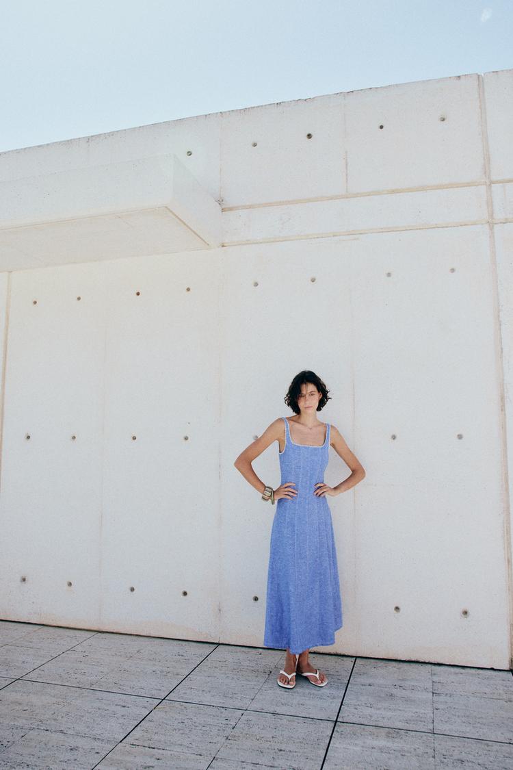 LINEN LACE TRIM MIDI DRESS - Zara product image