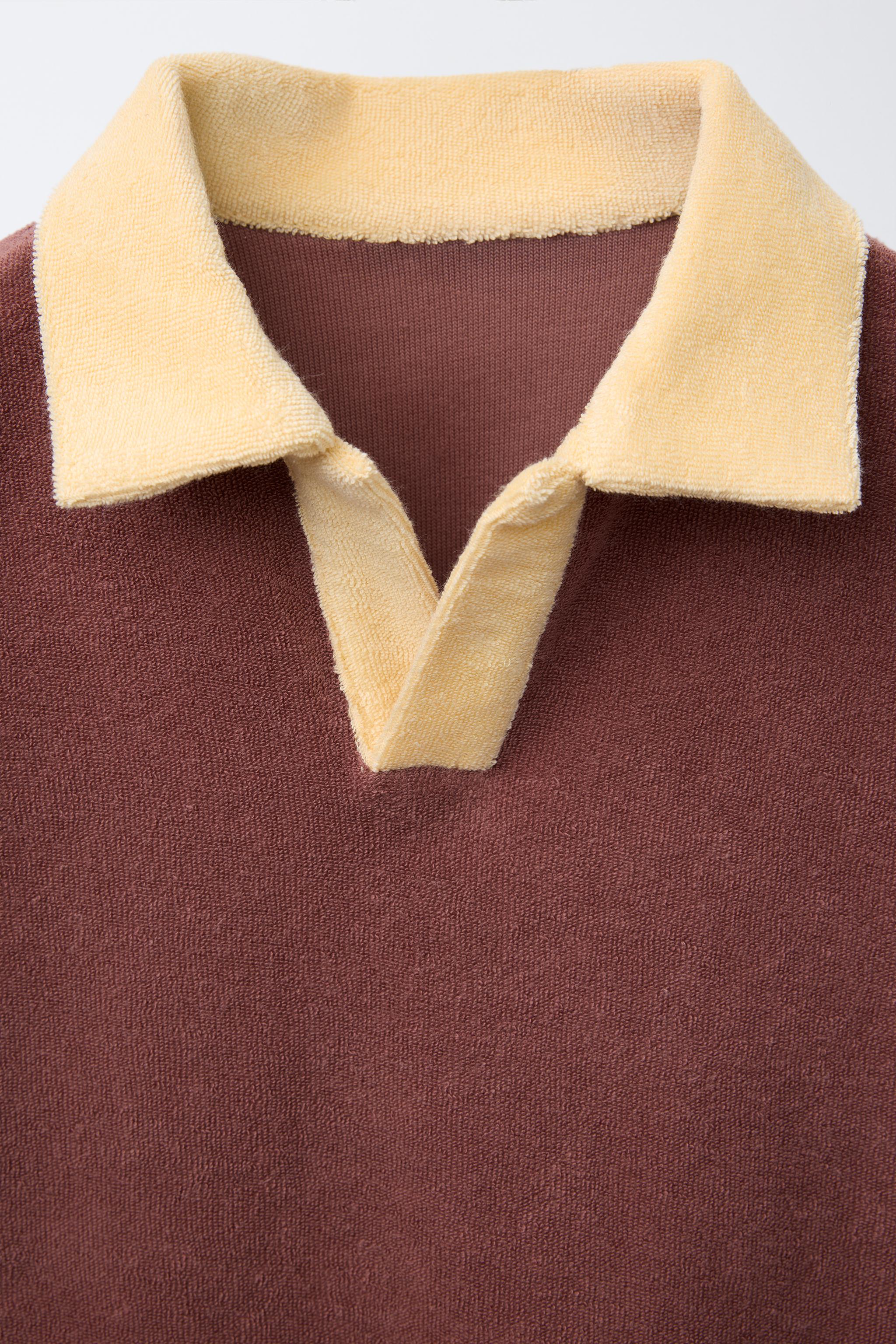 CONTRAST COLLAR TERRY POLO SHIRT