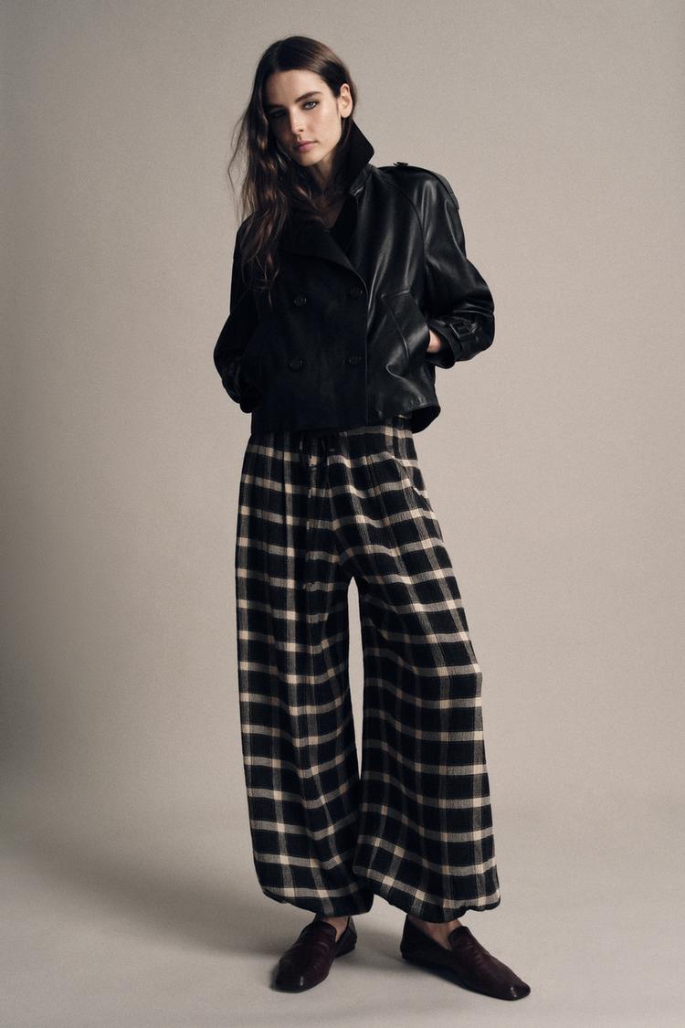ZW COLLECTION PLAID BALLOON PANTS - Zara product image