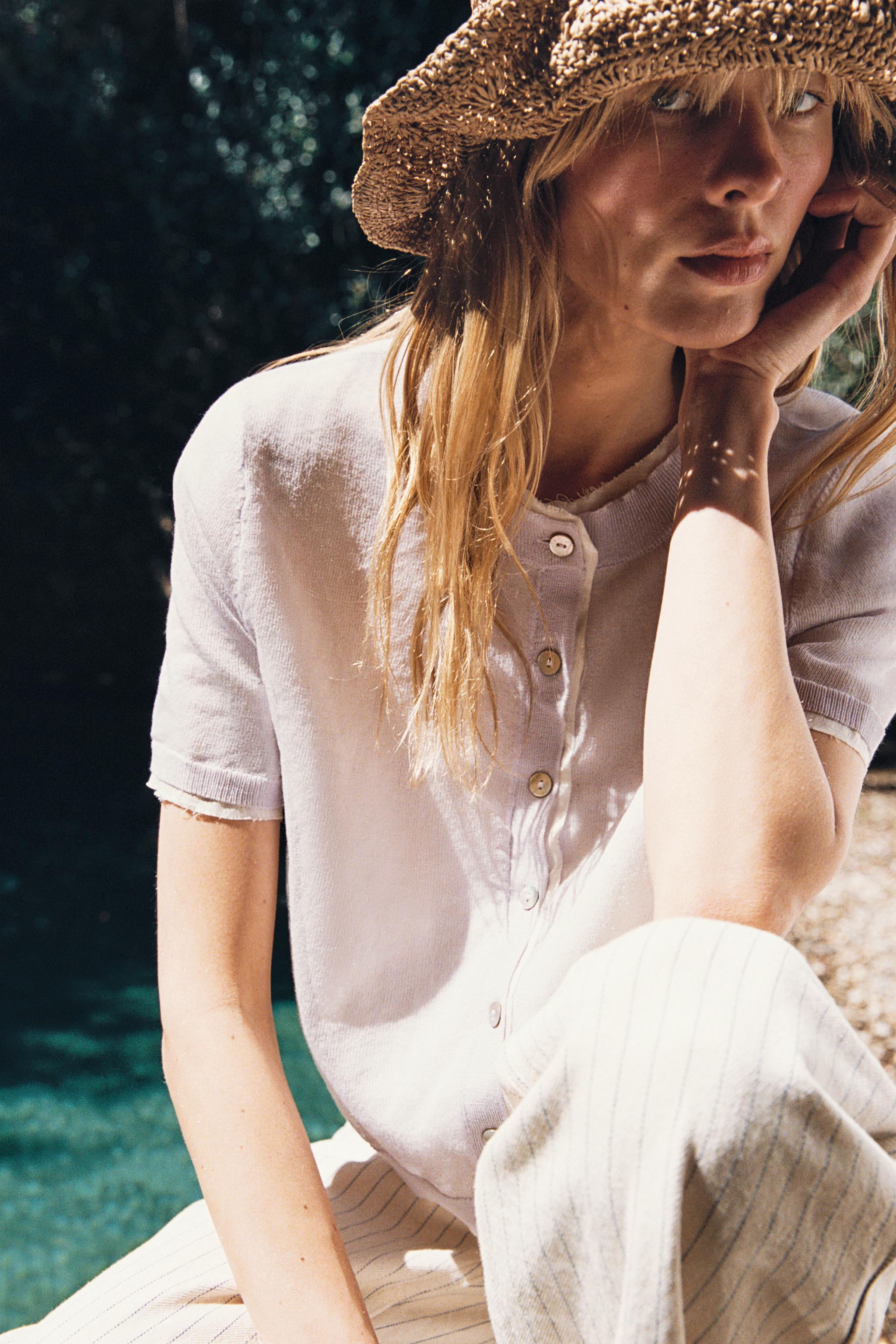 DOUBLE LAYER KNIT JACKET WITH LINEN