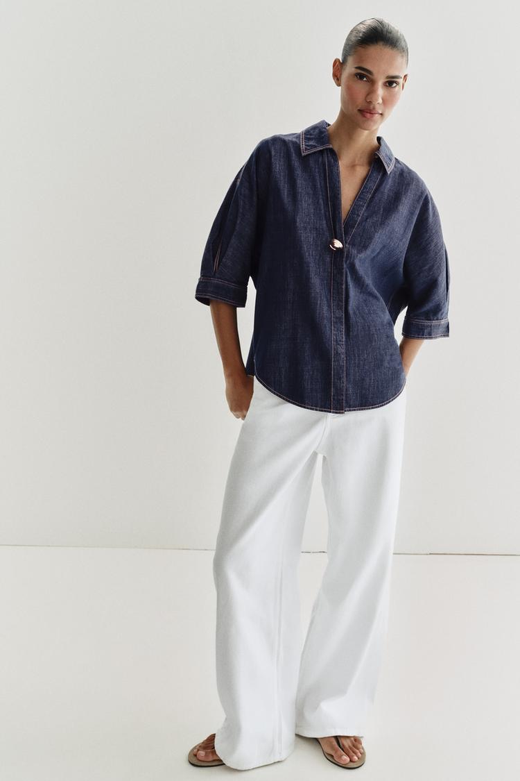 Z1975 GOLD APPLIQUÉ DENIM SHIRT - Zara product image