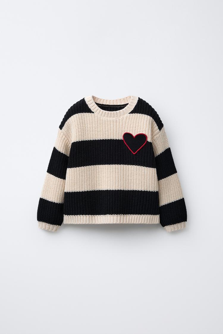 STRIPED HEART KNIT JUMPER - Zara product image