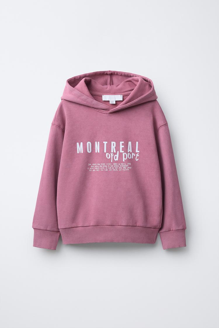 HOODED SWEATSHIRT WITH TEXT - Zara product image
