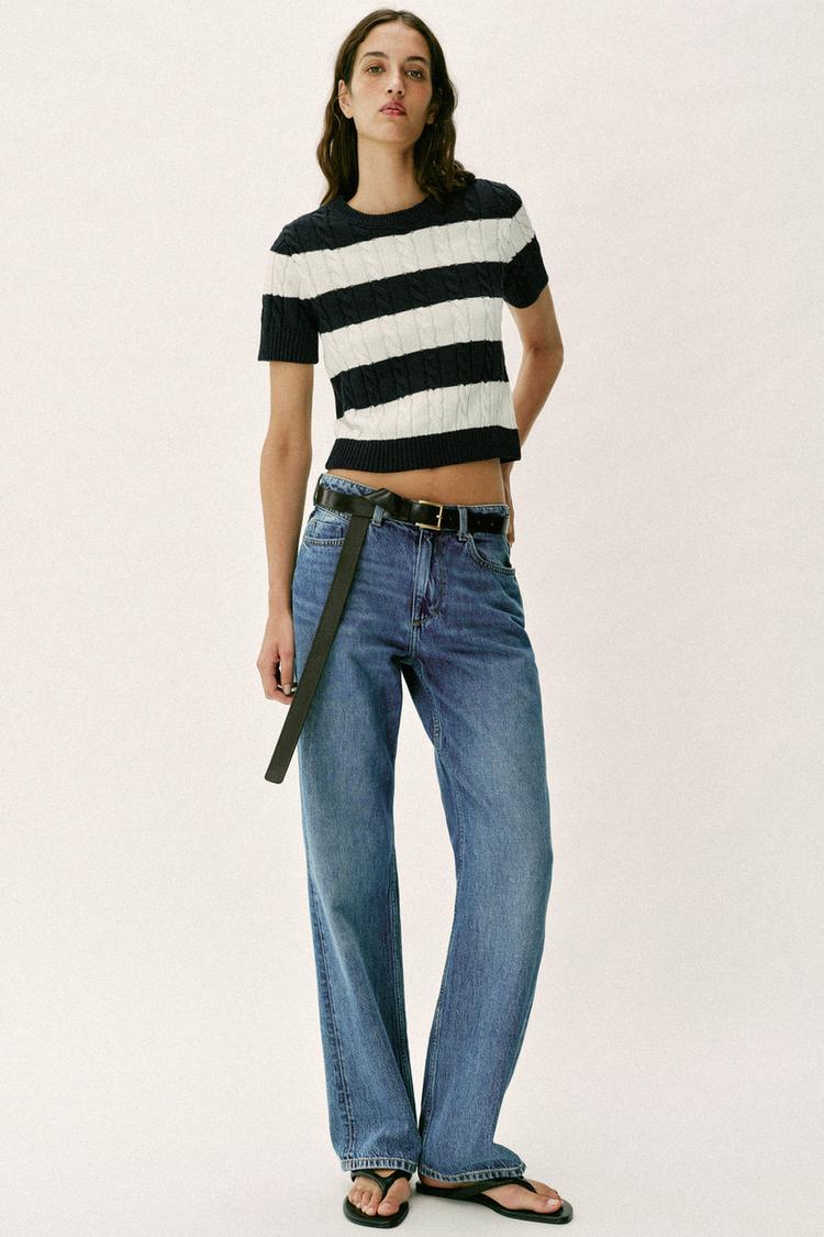 CABLE KNIT STRIPED JUMPER - Zara product image
