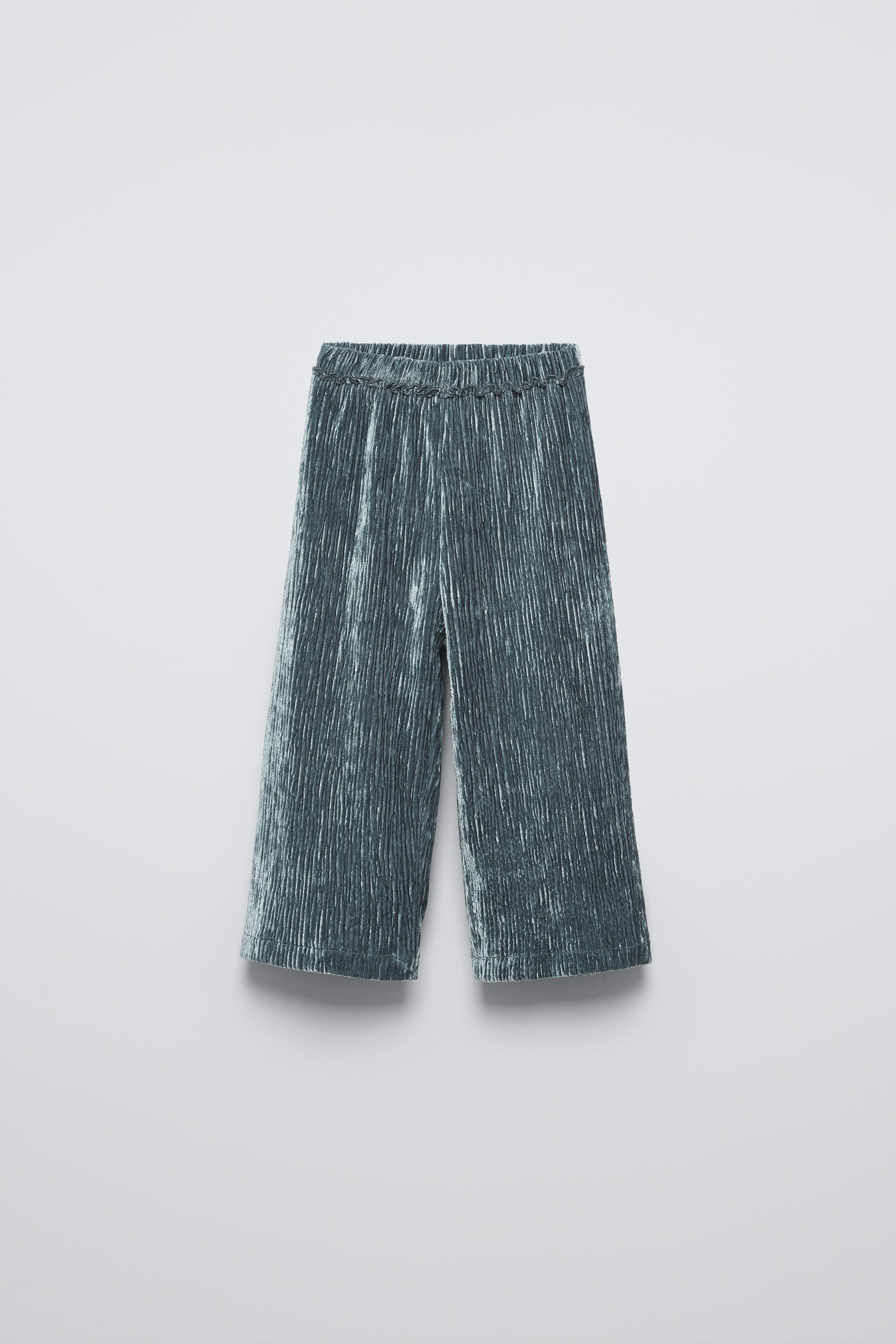 VELVET RIBBED CULOTTE PANTS