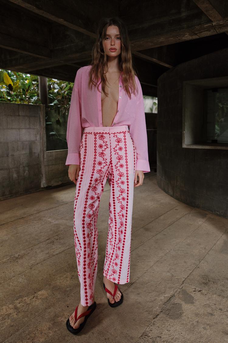 PANTS WITH OPENWORK EMBROIDERY - Zara product image