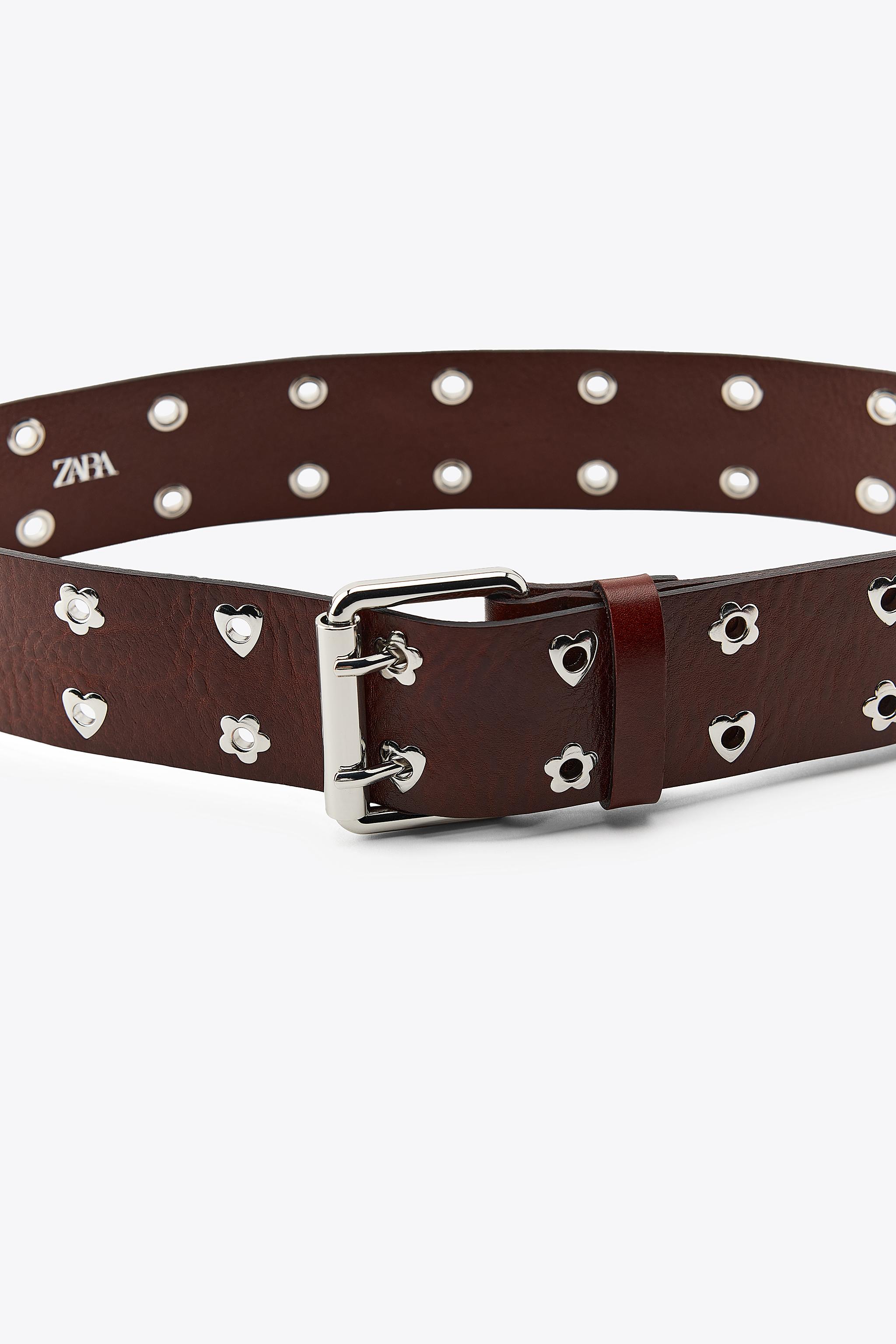 LEATHER HEARTS AND FLOWERS BELT