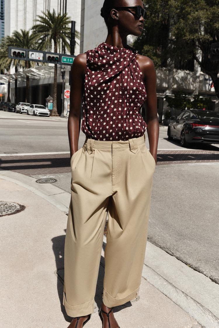 PLEATED CUFFED HEM PANTS - Zara product image